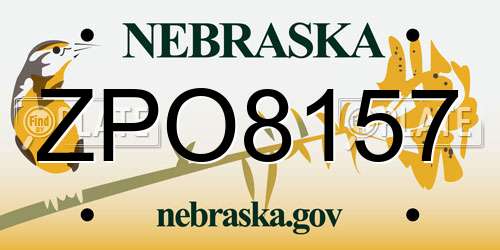 ZPO8157 Nebraska License Plate