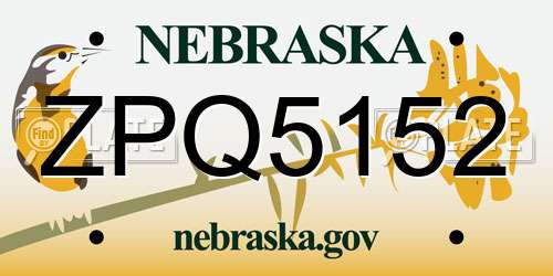 ZPQ5152 Nebraska License Plate