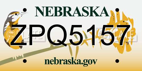 ZPQ5157 Nebraska License Plate