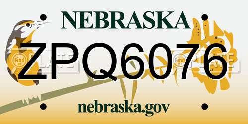 ZPQ6076 Nebraska License Plate