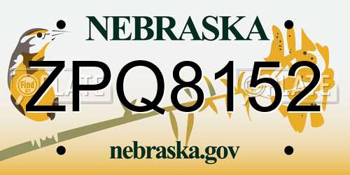 ZPQ8152 Nebraska License Plate