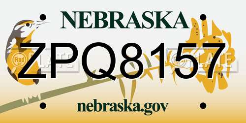 ZPQ8157 Nebraska License Plate