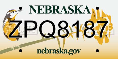 ZPQ8187 Nebraska License Plate