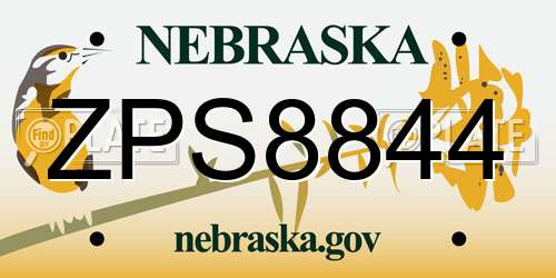 ZPS8844 Nebraska License Plate