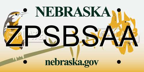 ZPSBSAA Nebraska License Plate