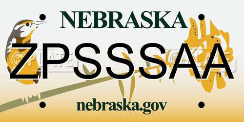 ZPSSSAA Nebraska License Plate