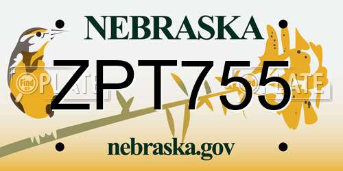 ZPT755 Nebraska License Plate