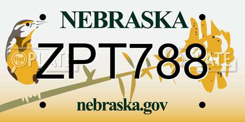 ZPT788 Nebraska License Plate