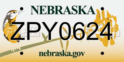 ZPY0624 Nebraska License Plate
