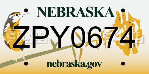 ZPY0674 Nebraska License Plate