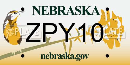 ZPY10 Nebraska License Plate