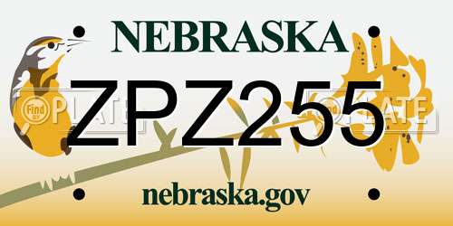 ZPZ255 Nebraska License Plate