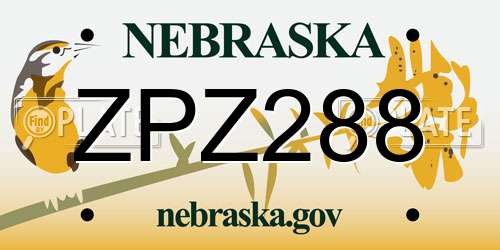 ZPZ288 Nebraska License Plate