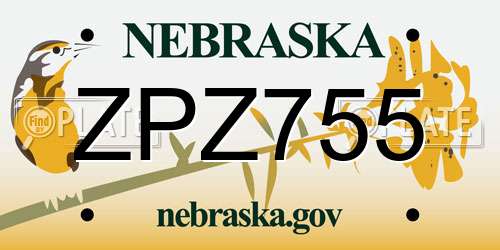 ZPZ755 Nebraska License Plate