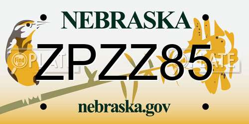 ZPZZ85 Nebraska License Plate