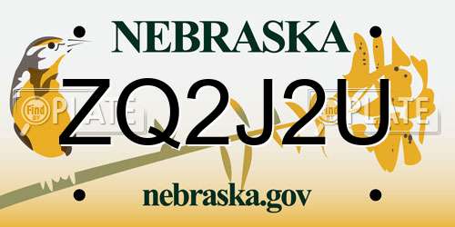 ZQ2J2U Nebraska License Plate