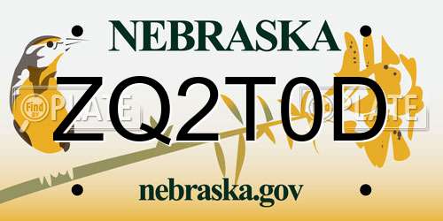 ZQ2T0D Nebraska License Plate