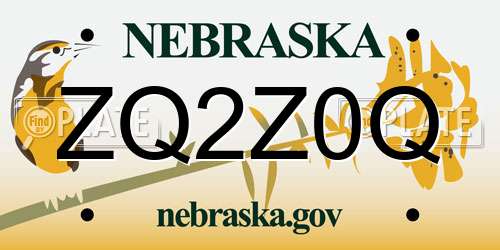 ZQ2Z0Q Nebraska License Plate