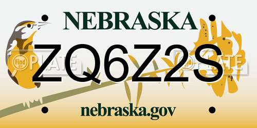 ZQ6Z2S Nebraska License Plate