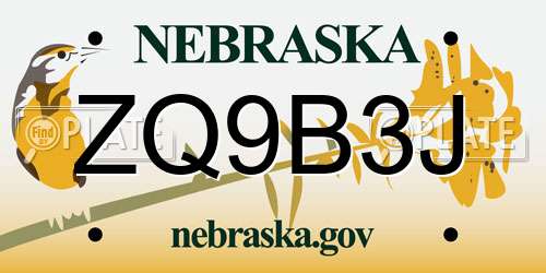ZQ9B3J Nebraska License Plate