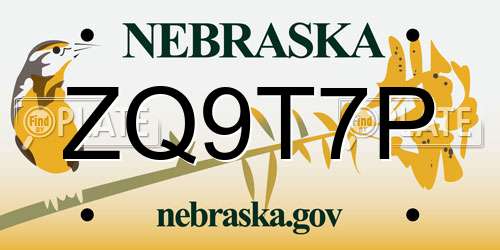 ZQ9T7P Nebraska License Plate