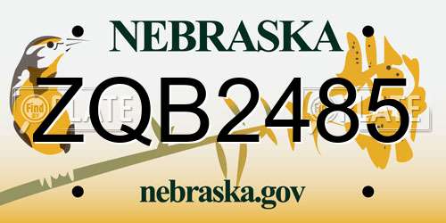 ZQB2485 Nebraska License Plate