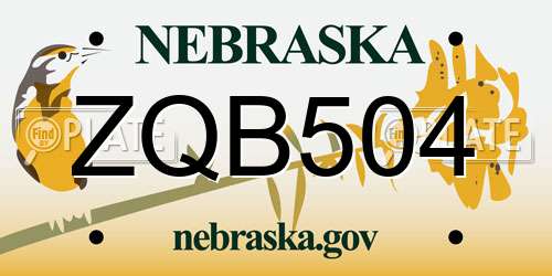 ZQB504 Nebraska License Plate