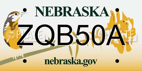 ZQB50A Nebraska License Plate