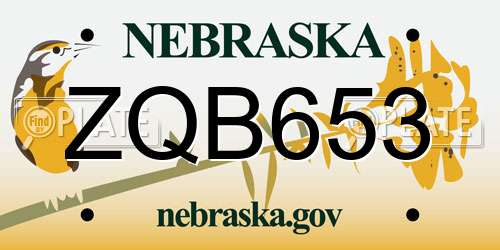 ZQB653 Nebraska License Plate
