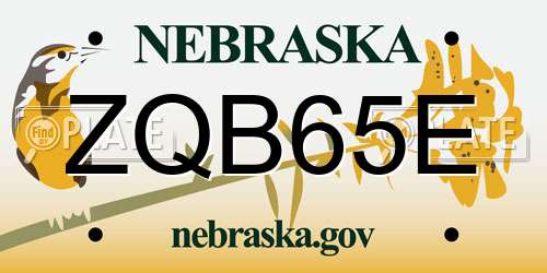 ZQB65E Nebraska License Plate