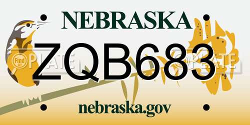 ZQB683 Nebraska License Plate