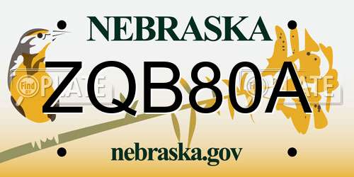 ZQB80A Nebraska License Plate