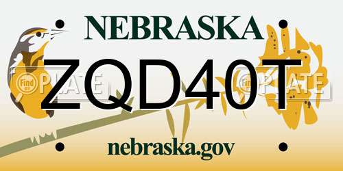 ZQD40T Nebraska License Plate
