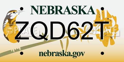 ZQD62T Nebraska License Plate