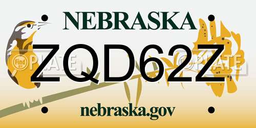 ZQD62Z Nebraska License Plate