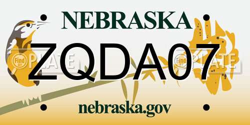 ZQDA07 Nebraska License Plate