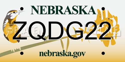 ZQDG22 Nebraska License Plate