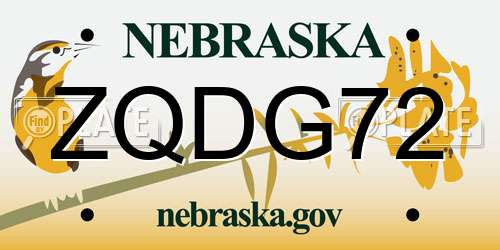 ZQDG72 Nebraska License Plate