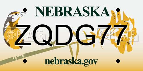 ZQDG77 Nebraska License Plate