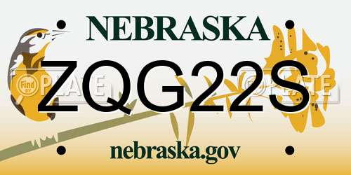 ZQG22S Nebraska License Plate