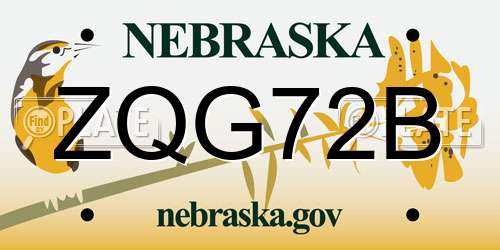 ZQG72B Nebraska License Plate