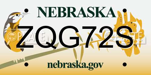 ZQG72S Nebraska License Plate