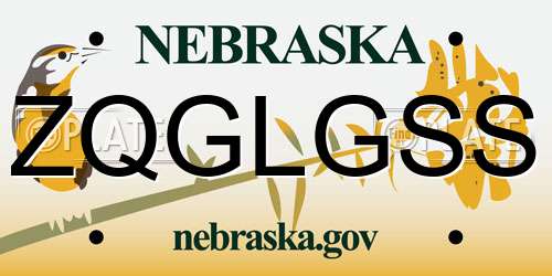 ZQGLGSS Nebraska License Plate