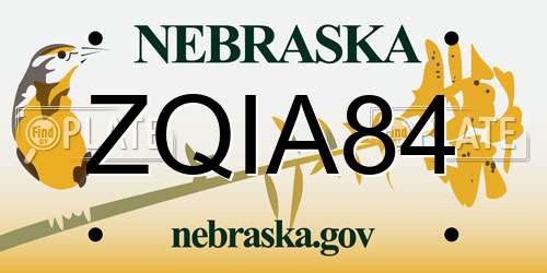ZQIA84 Nebraska License Plate