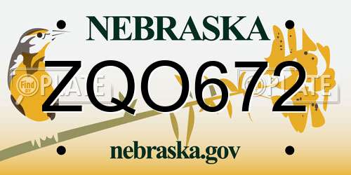 ZQO672 Nebraska License Plate