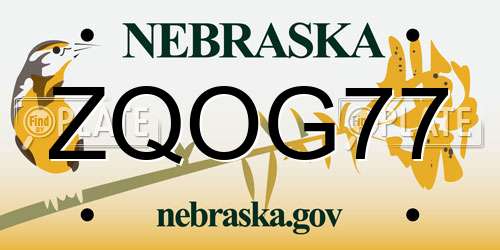 ZQOG77 Nebraska License Plate