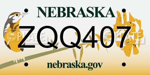 ZQQ407 Nebraska License Plate
