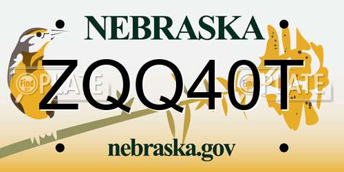 ZQQ40T Nebraska License Plate