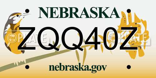 ZQQ40Z Nebraska License Plate