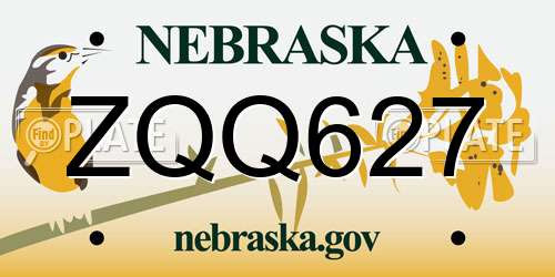 ZQQ627 Nebraska License Plate
